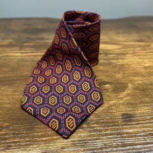 Christian Dior‎ Silk Tie Geometric Print Pink Blue Orange Mens Necktie Paris